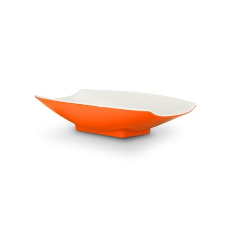 Bon Chef Melamine Curves Bowl - Orange Outside/White Inside 16" X 9" X 3 1/2" 2 Qt(64 Oz) 53704-2ToneOrange